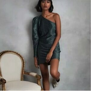 NWT - Happy Nature By Kate Hudson Metallic Blue One Shoulder Mini Party Dress-M